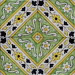ArteCasanueva- Margarita verde motivo de cuatro azulejos (Mediano)